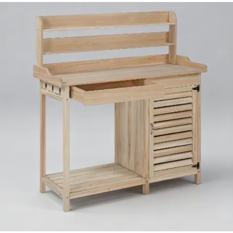 Woodworking Work Table - New Natural Color Wooden Potting Bench