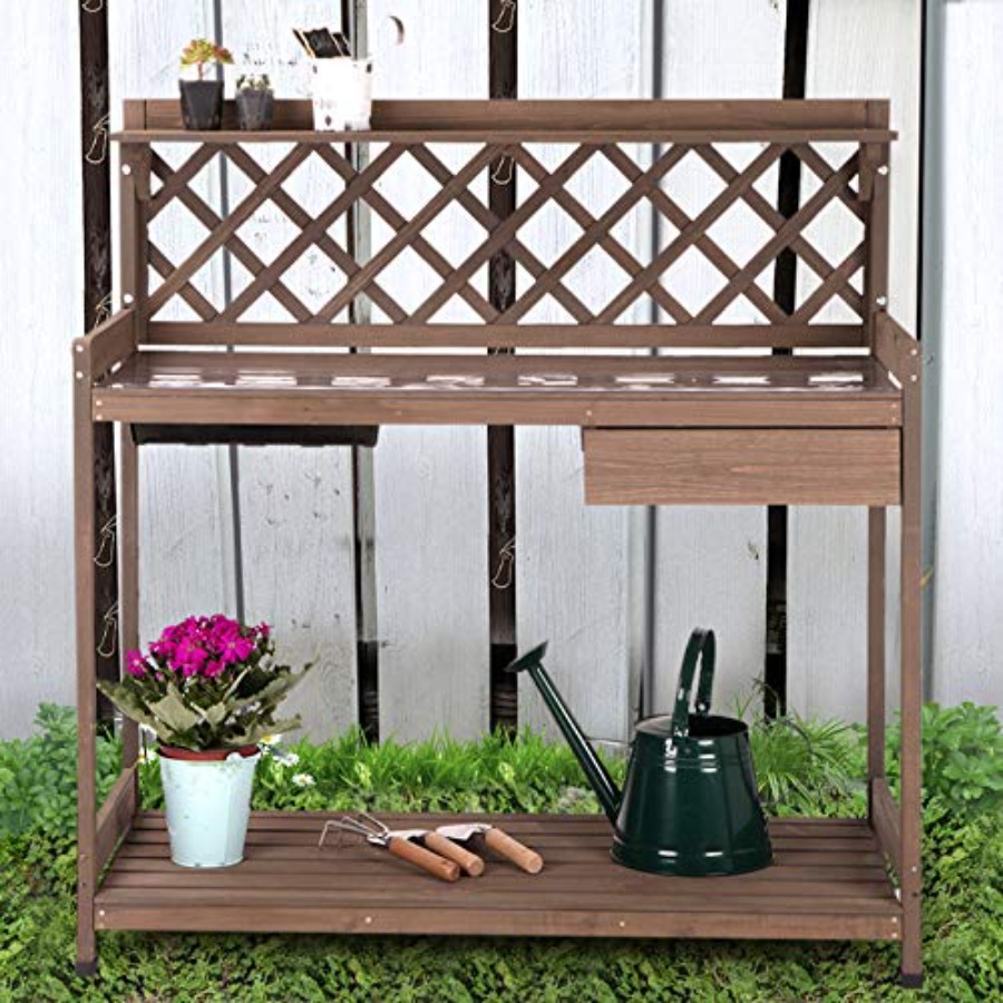 Woodworking Work Table - Potting Bench Garden Table for Plants
