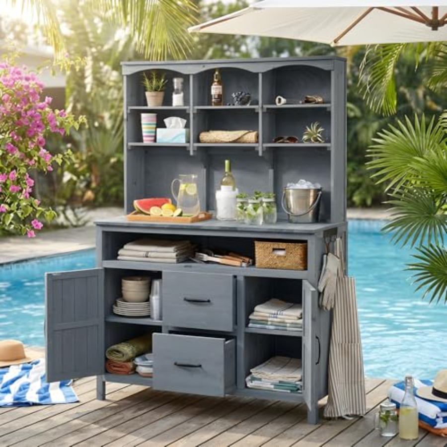 Outdoor Potting Bench Table wi - Woodworking Work Table 评论和价格