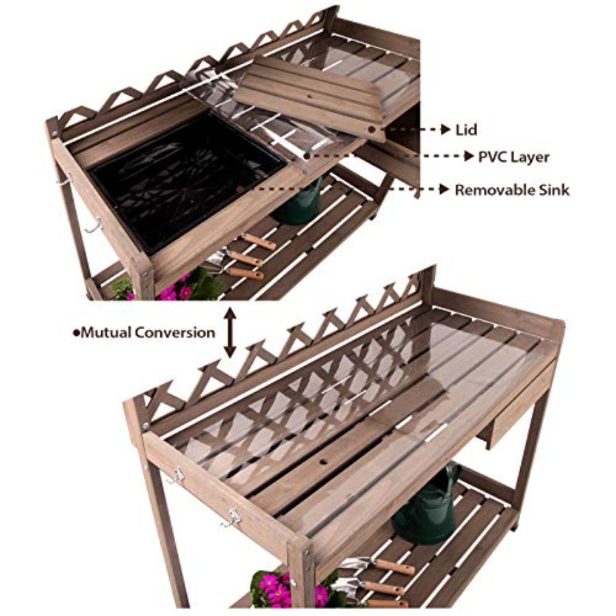 Potting Bench Garden Table for - Woodworking Work Table 评论和价格