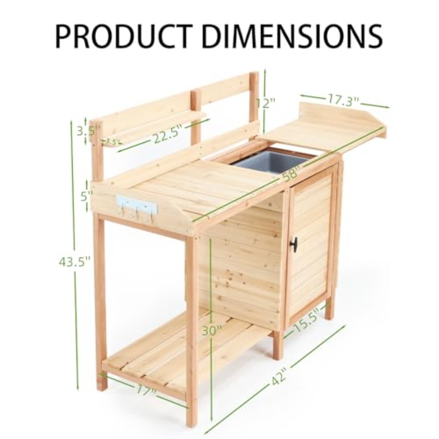 Outdoor Potting Bench with Sin - Woodworking Work Table 评论和价格