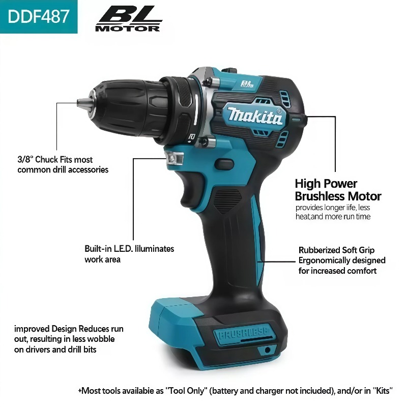 Makita DDF487 10mm Brushless 1 - Makita Drill Ddf484 评论和价格